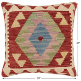 handmade Traditional Pillow Red Beige Hand-Woven SQUARE 100% WOOL  Hand woven turkish pillow  PILLOW
